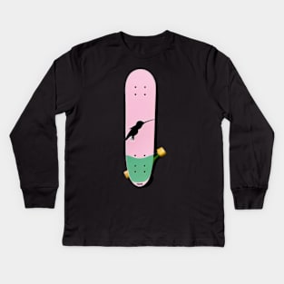 Hummingbird Skateboard Kids Long Sleeve T-Shirt